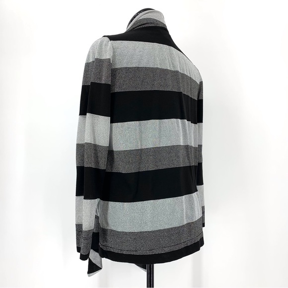 Bianca Nygard Petite Black & Silver Open Front Handkerchief Hem Cardigan, 8P - Picture 5 of 16